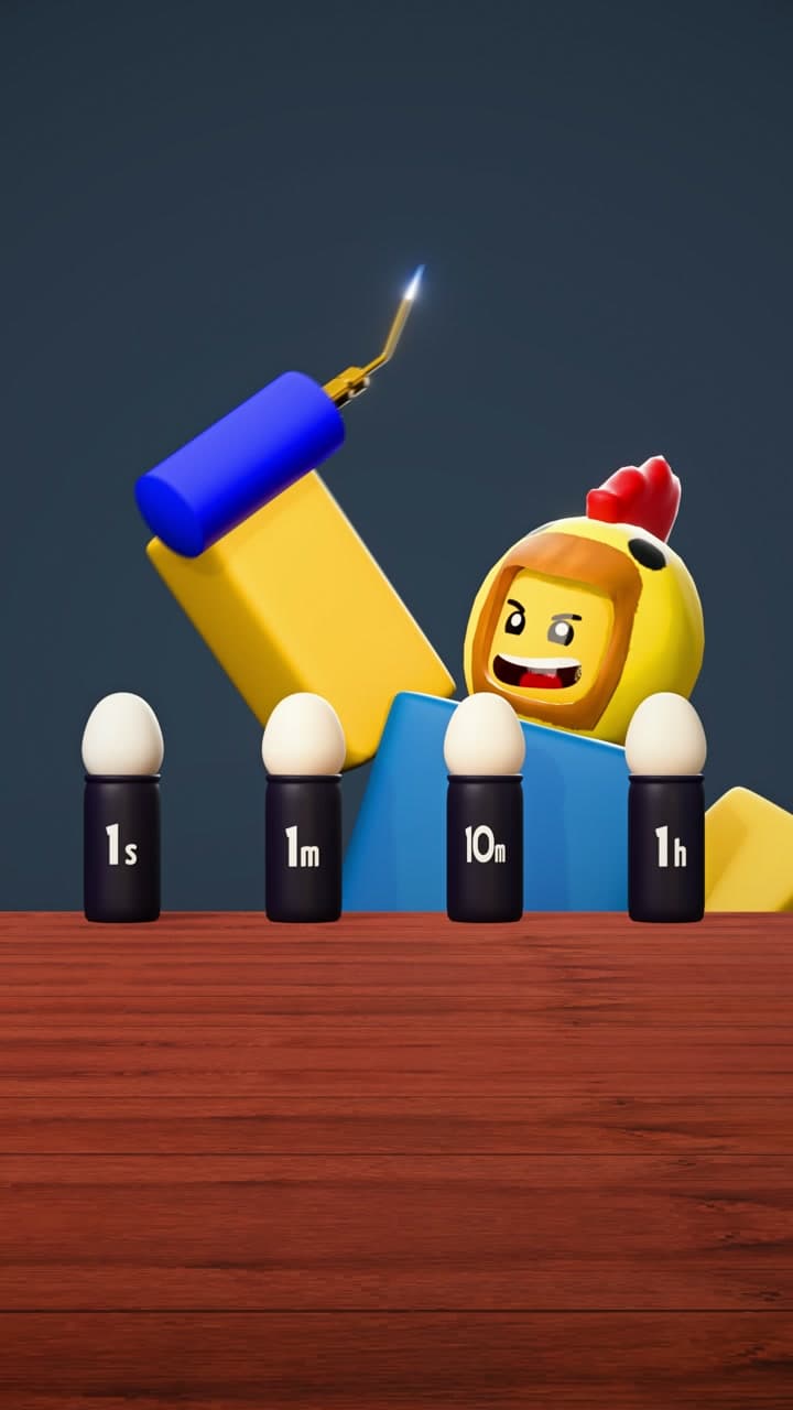 A Roblox character in a chicken costume performing with an egg